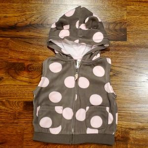 Girls Carter's brown & pink fleece zip up vest size 18M